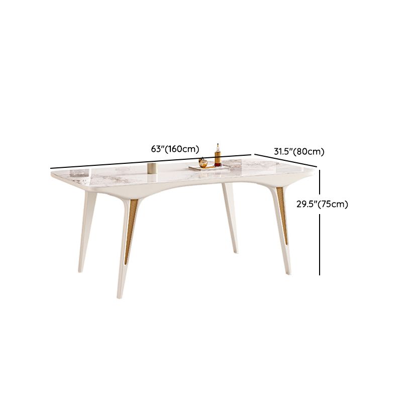 Contemporary White Rectangular Stone Dining Table for Dining Room