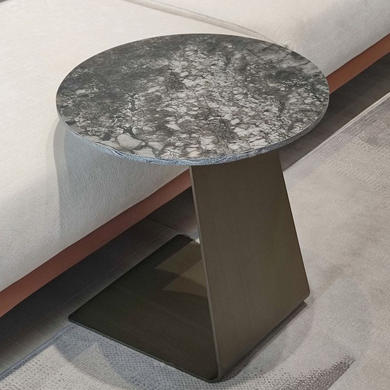 Contemporary C Round Stone Side Table, Dia 15.7"/17.7"/19.7"