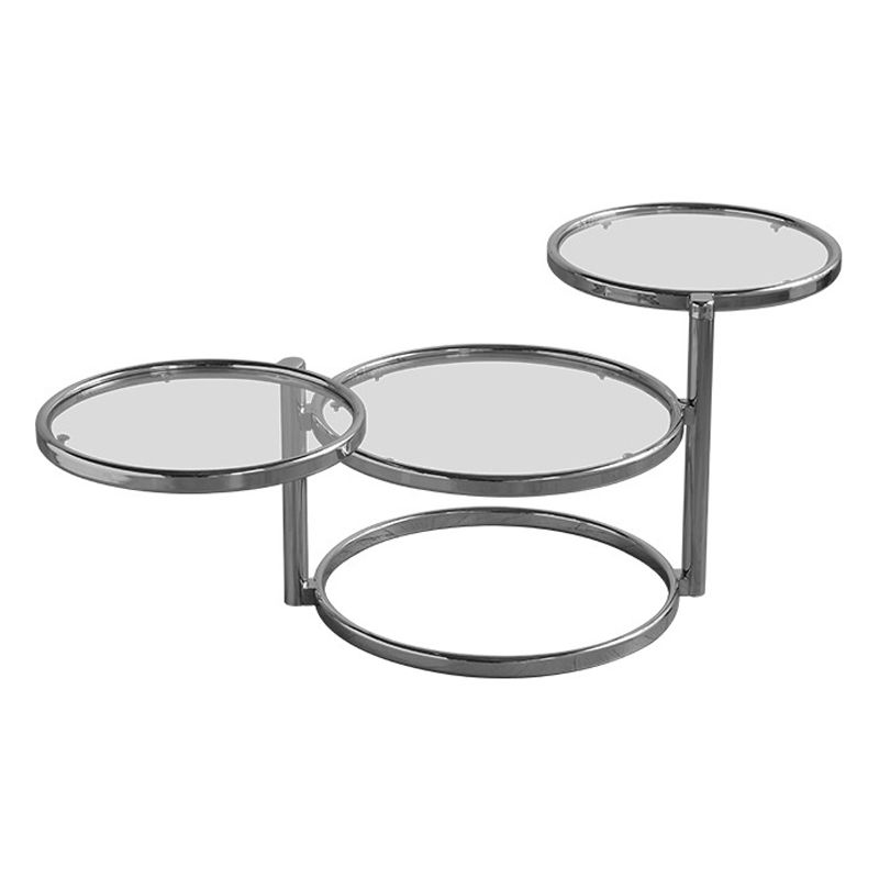 Round with Metal Accents Coffee Table Extendable Modern Glass Cocktail Table