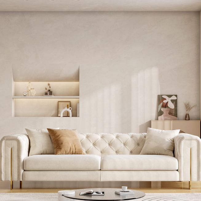 Contemporary Velet Seating Tufted Back Square Arm Sofa for Living Room