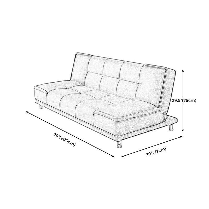 Linen and Faux Leather Sofa Couch Armless Biscuit Back Settee Couch