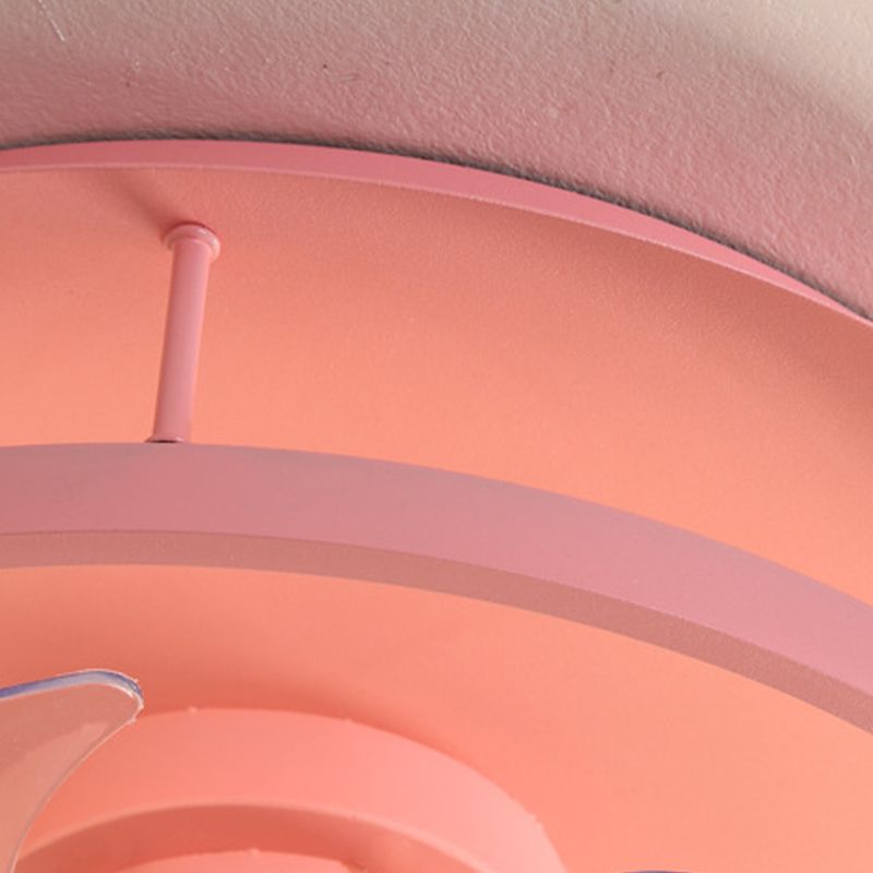 5-Blade Children Fan with Light LED Metallic Pink Ceiling Fan for Foyer
