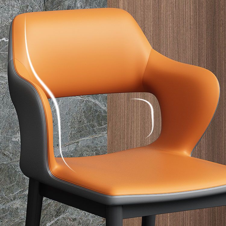 Industrial Style Arm Dining Chair Faux Leather Open Back Dining Chair for Living Room