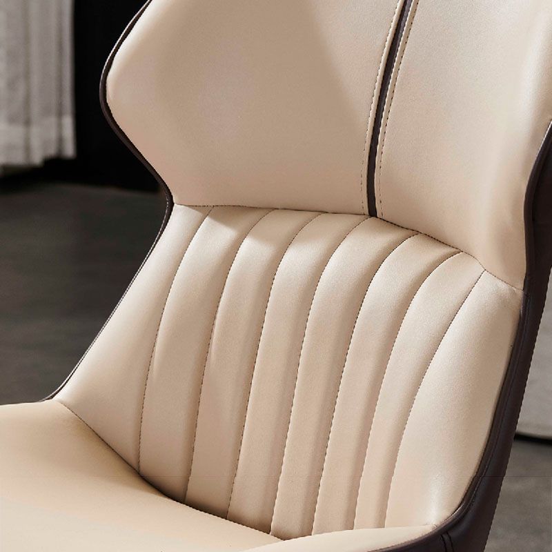 Silla lateral de comedor contemporánea con respaldo de orejas, silla de comedor de cuero para cocina