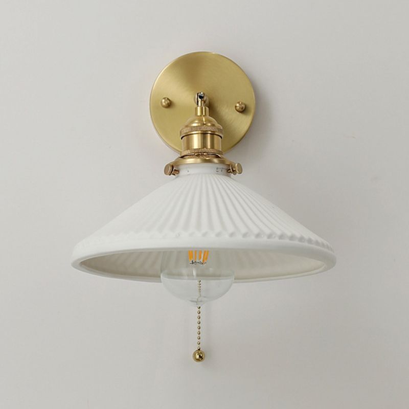 Industrial Style Tapered Shape Wall Sconce Ceramic 1 Sconce Light in White