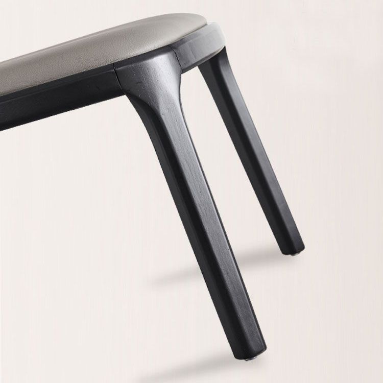 Silla de comedor tradicional de madera sin brazos Silla auxiliar de comedor de cuero (juego de 2)