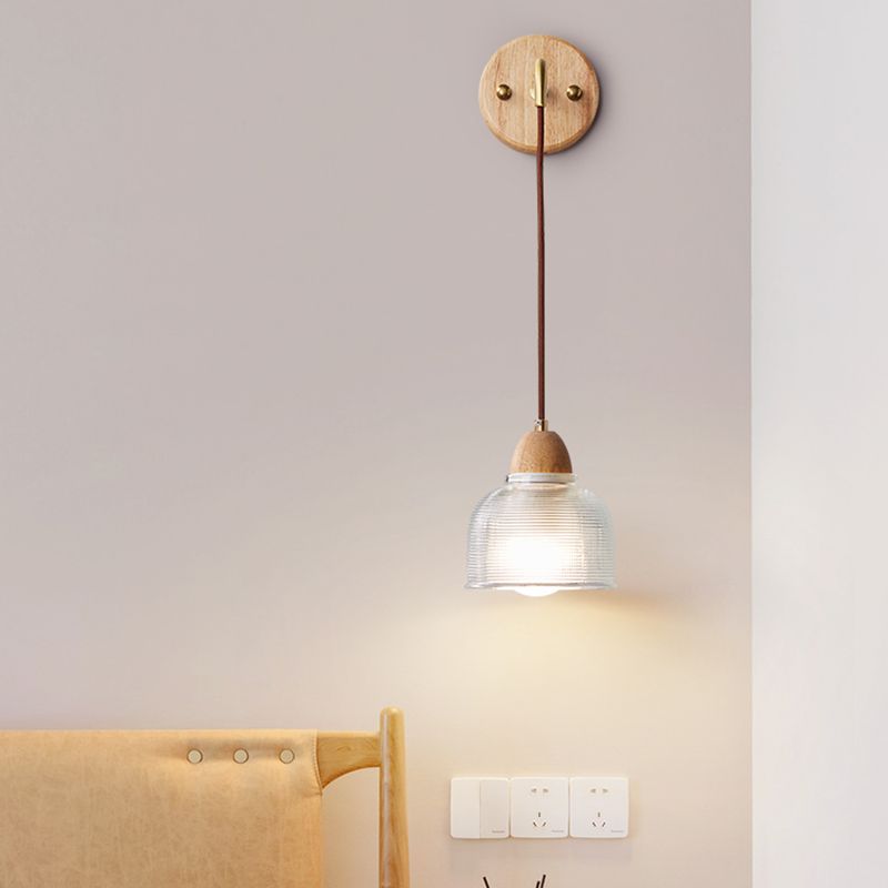 Modern Wooden Wall Mount Light 1-Light Wall Light for Living Room