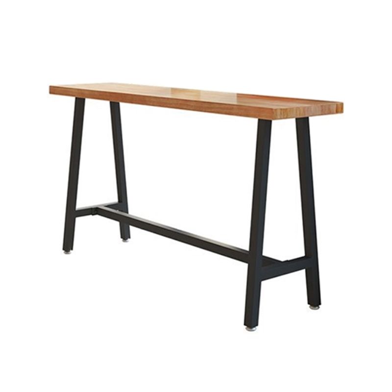 Rectangle Solid Wood Bar Height Table Contemporary Trestle Base Bar Dining Table