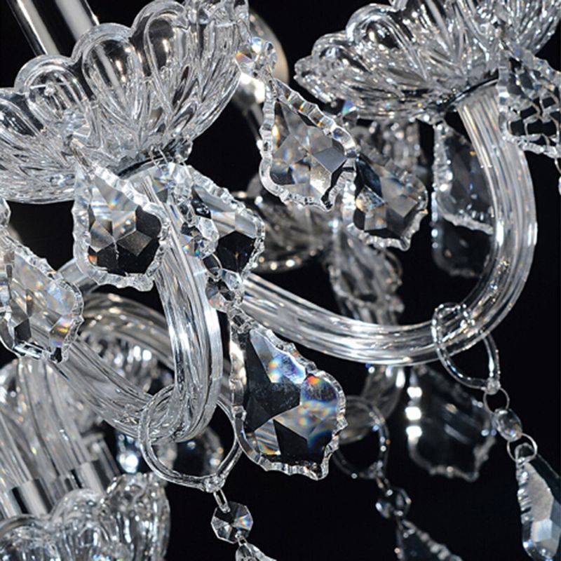 Traditional Beveled K9 Crystal Ceiling Pendant Light Candlestick Suspension Lighting for Living Room