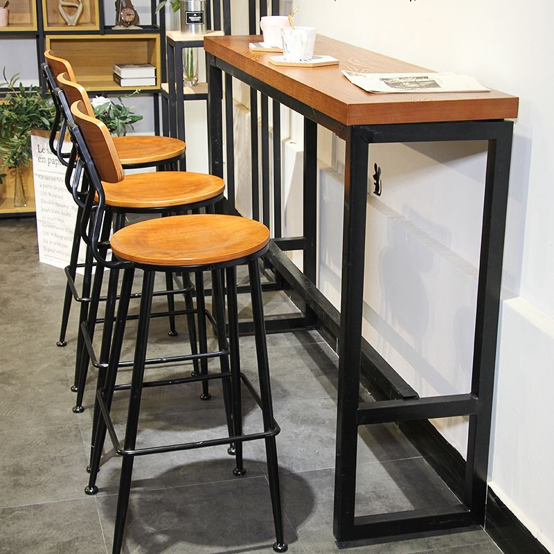 Taburetes de mostrador negro industrial barra de madera de hierro taburetes de bristol con asiento redondo
