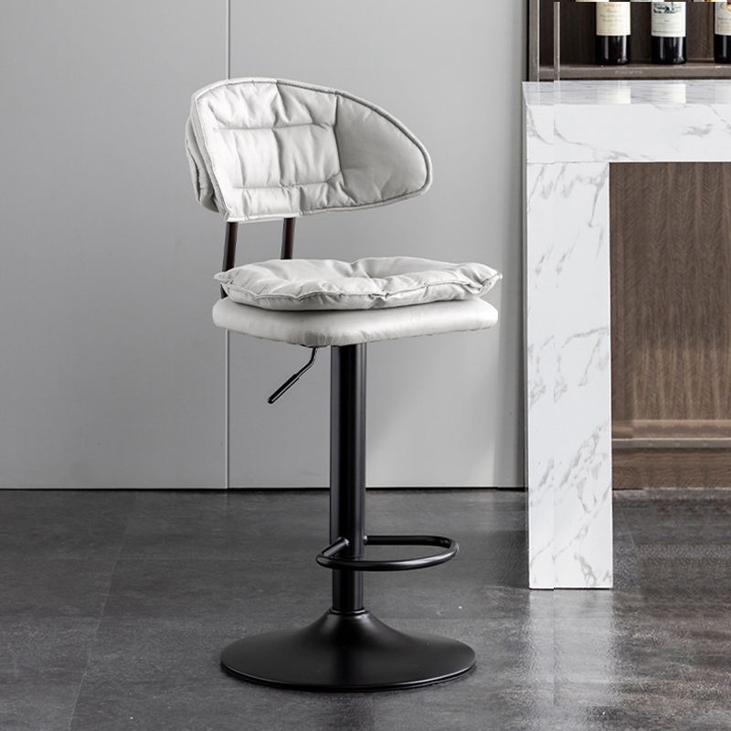 Scandinavian Metal Barstool Fabric Low Back Counter Stool in Matte Finish for Indoor