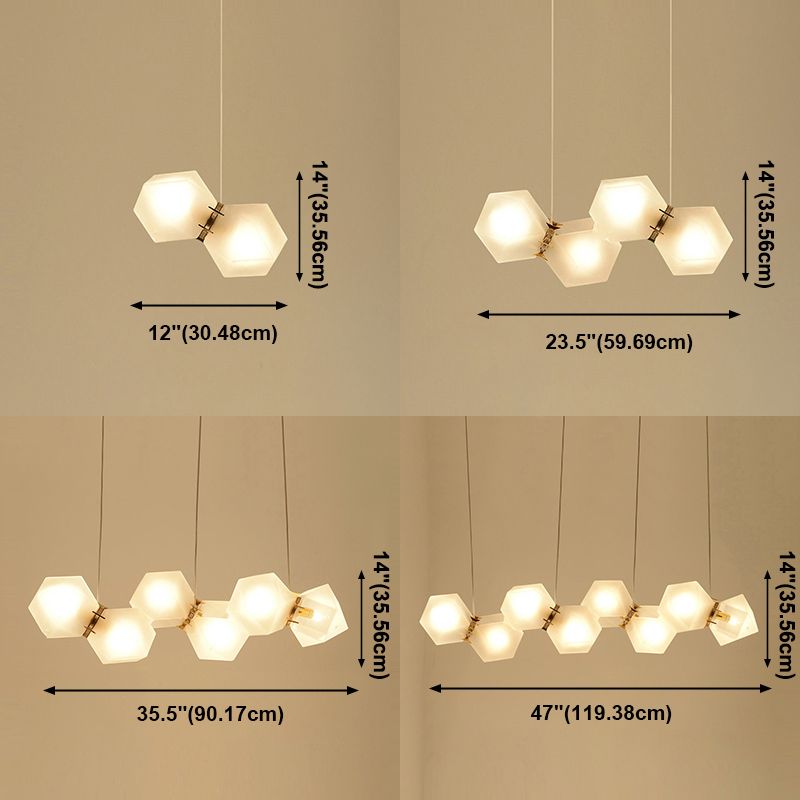 Frosted Glass Island Beleuchtung künstlerischer Esszimmer Suspension Licht in Gold