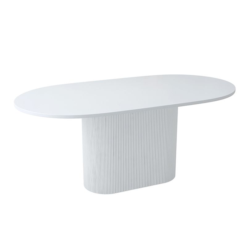 Oval Shape White Tone Table Simplicity Pedestal Table for Dining Room