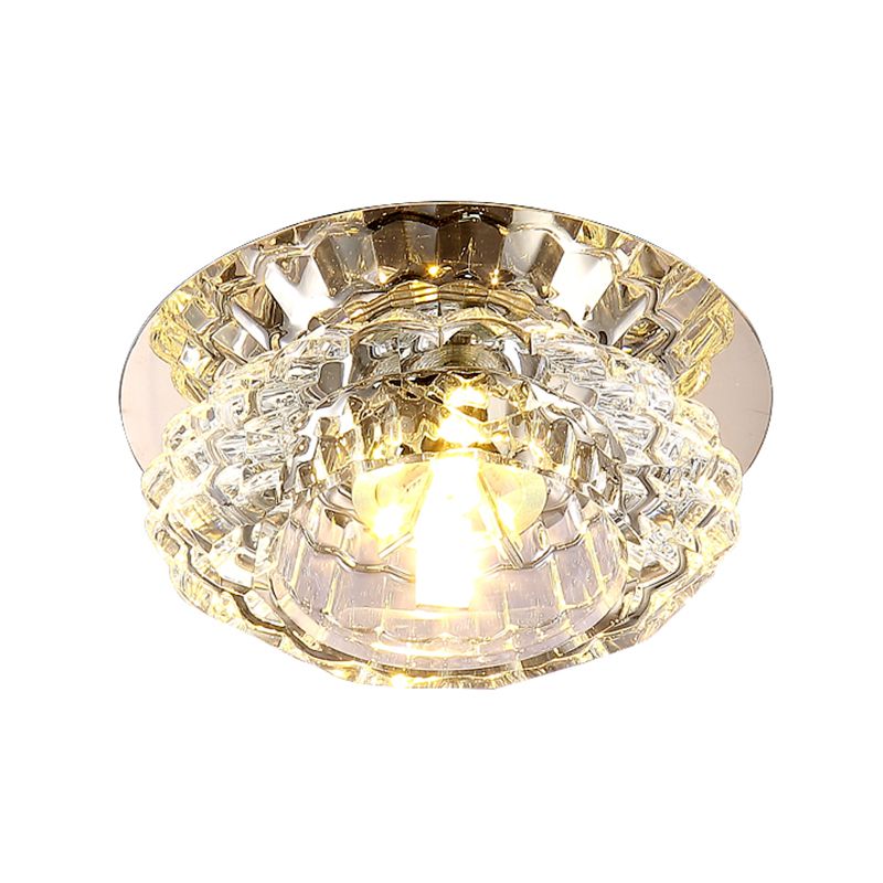 Clear Crystal Floral Flush Light Modern Style LED Flush Ceiling Light Fixture for Entryway