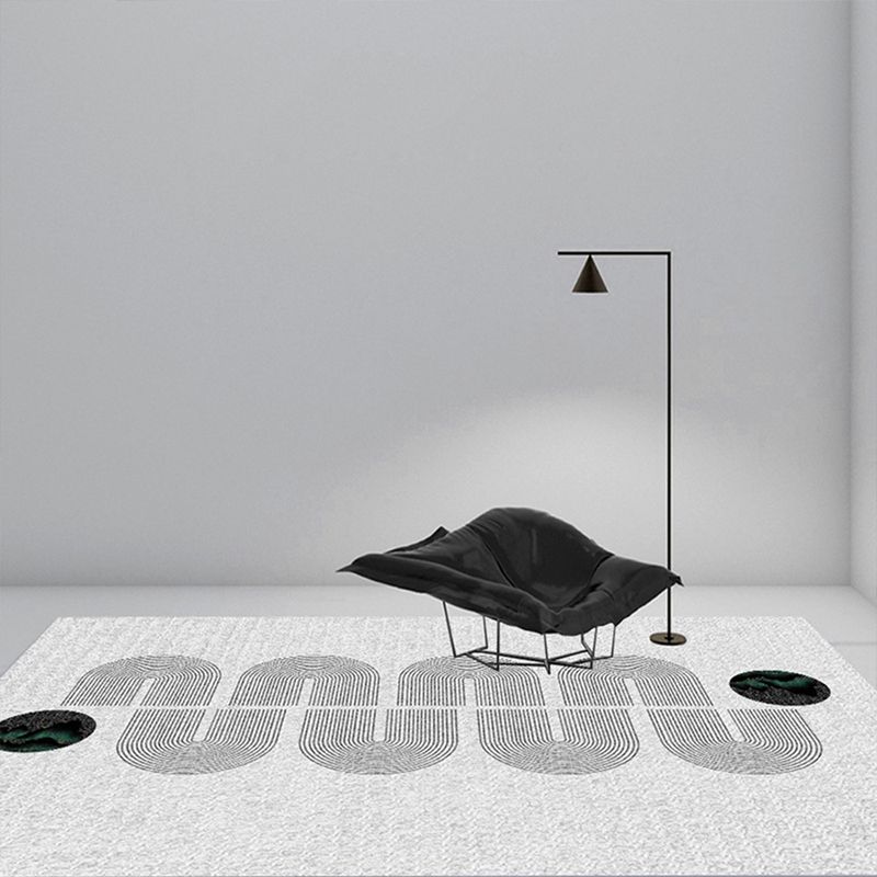 Contemporary Area Rug Contrast Panel Washable Carpet Polyester Stain Resistant Rug for Living Room