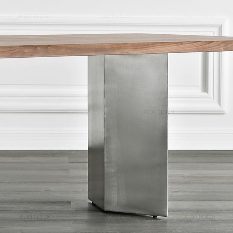 Industrial Solid Wood Table for Restaurant Rectangle Table with Double Pedestal