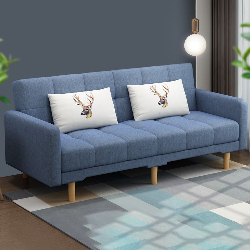 Contemporary Biscuit Back Standard Square Arm Fabric Stationary Sofa