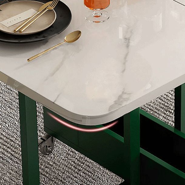 Rectangle Mid-Century Modern Dining Table Drop-Leaf Table with Metal Base