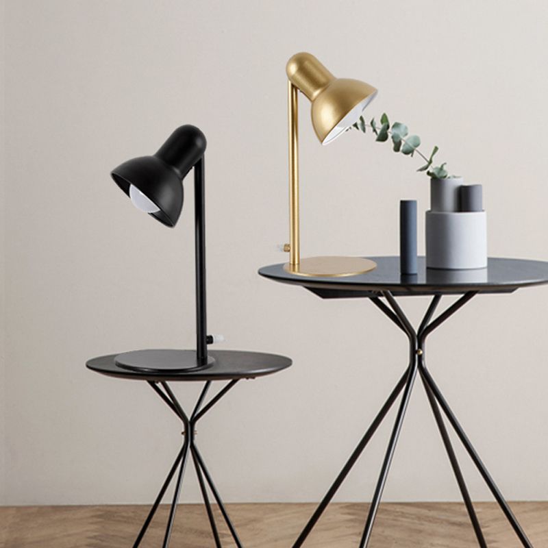 Lámpara de escritorio de tono de cúpula negro/negro loft metal elegante 1 bombilla mini iluminación de escritorio de pie