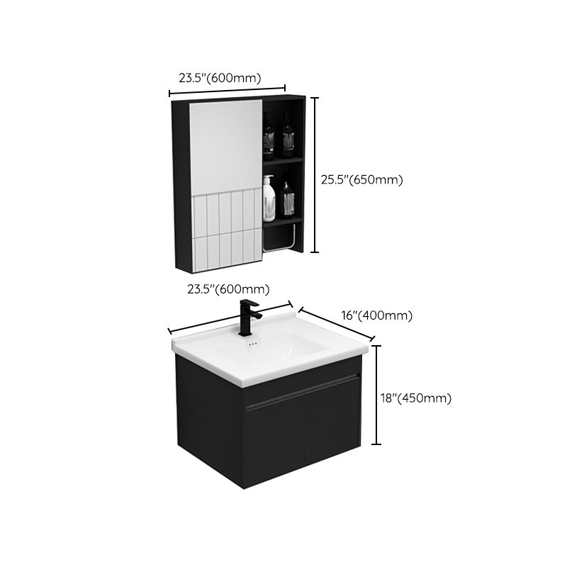 Contemporary Black Bath Vanity Metal Open Console with Sink Set