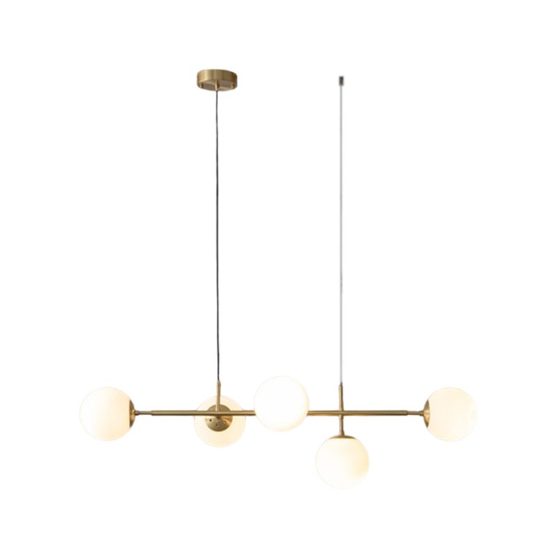 Modern Style Ball Shape Island Pendants Glass Pendant Lights in Gold for Dining Room