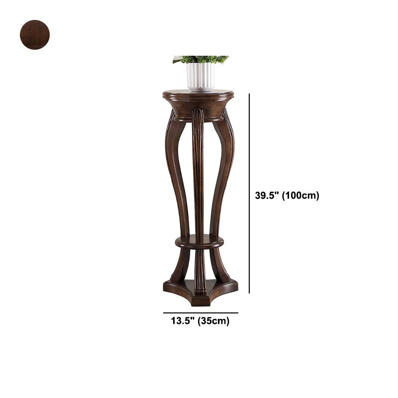 Pedestal End Table Brown Round Wood Side End Table - Distressed Surface Treatment