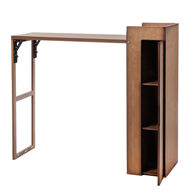 Wood Bar Pub Table Set 1/3 Pcs Folding Bar Table and Stools in Brown and Natural