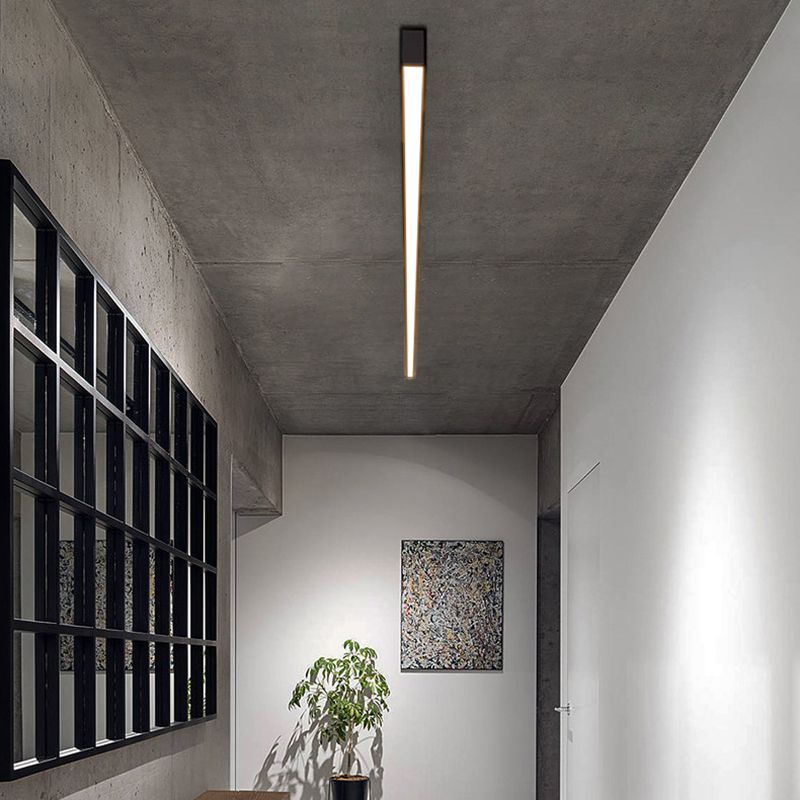 Linear Shape Flush Lights Modern Style Metal 1 Light Flush Mount in Black