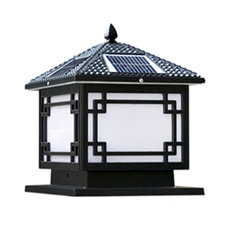 Rectangle Shape Metal Outdoor Light Modern 1 Light Solar Pillar Lights