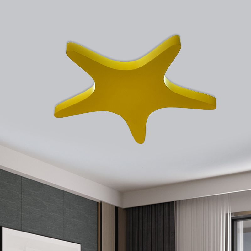 Metallic Star Ceiling Fixture Cartoon Yellow/Orange/Blue LED Flush Mount Lighting for Kids Room