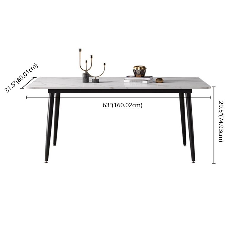 Modern Sintered Stone Dining Table Set White Rectangle Dining Set for Home Use