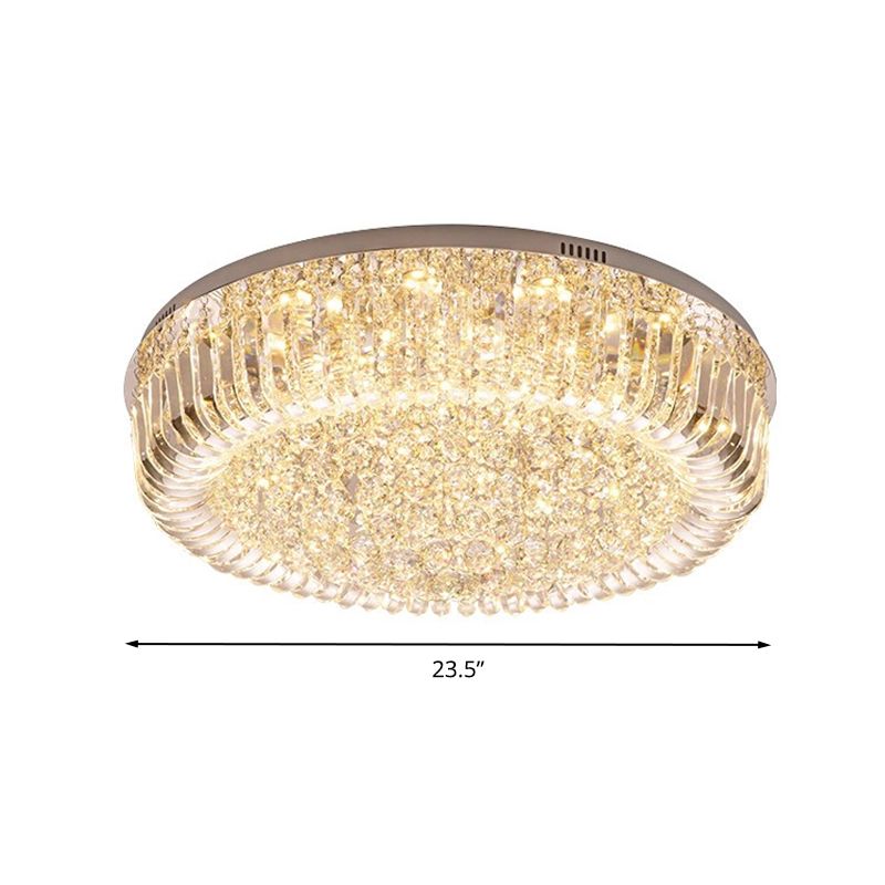 Clear Facettiert Crystal Drum Deckenleuchte Moderne LED Flush Mount Light in Warm/White/3 Color Light