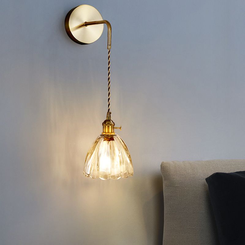 Nordic Style Wall Light Geometry Shape Wall Lamp with Glass Shade for Bedroom