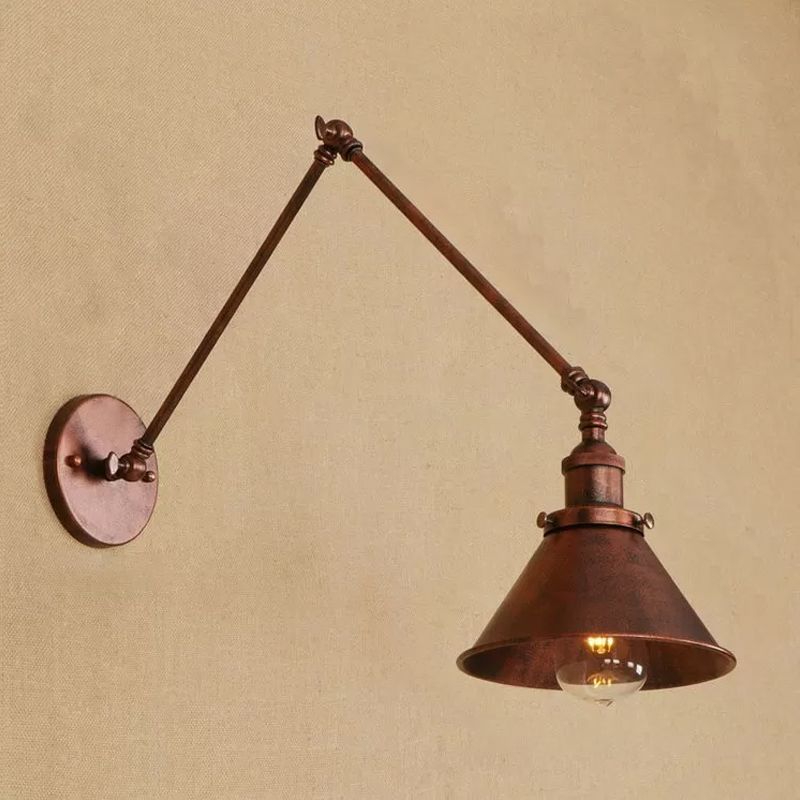 Industrial Swing Arms Wall Mounted Light Metal 1 Light Wall Mounted Lamp