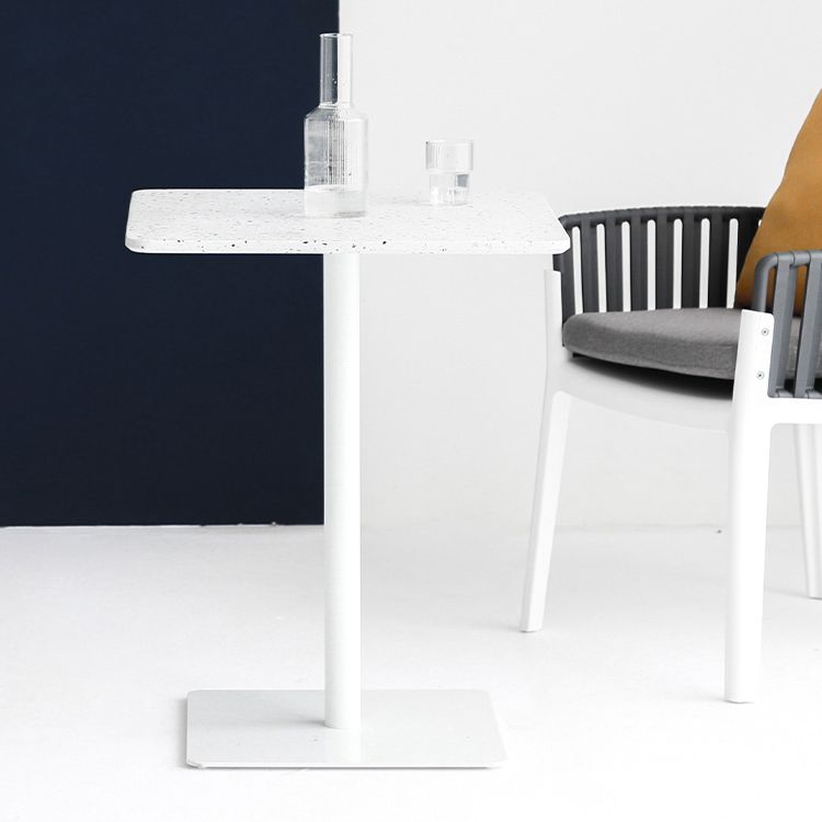 Metal Industrial Square Dining Table Concrete Top Table with Pedestal Base