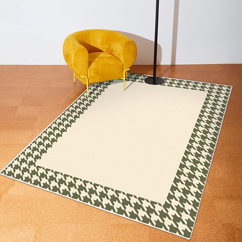 Modern Houndstooth Pattern Rug Polyester Area Rug Non-Slip Backing Carpet for Living Room