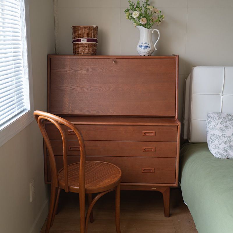 Mid-Century Modern Wood Accent Chest in Ash 46" Tall 5 Drawers Cabinet