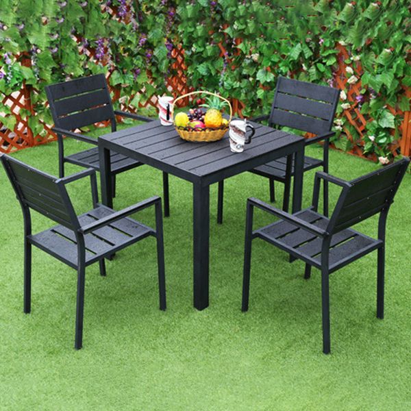 Industrial Black Dining Table Set 1/5/7 Pcs Faux Wood Dining Set