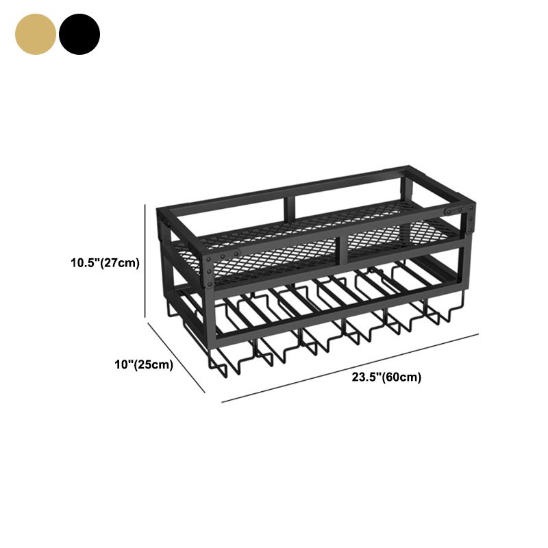 Metal Modern Wine Holder Rack Wall Mounted Wine Bottle & Glass Rack with Stemware Holder