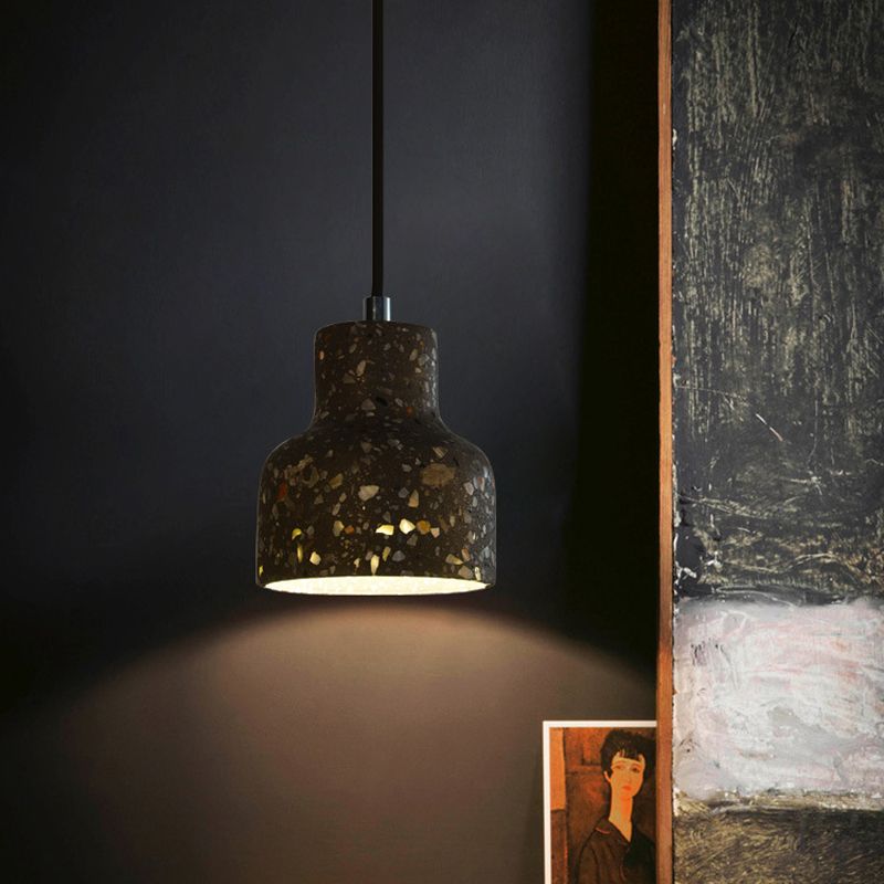 Terrazzo Black/Red/Pink Hanging Lamp Bottle 1 Bulb Nordic Down Lighting Pendant over Dining Table