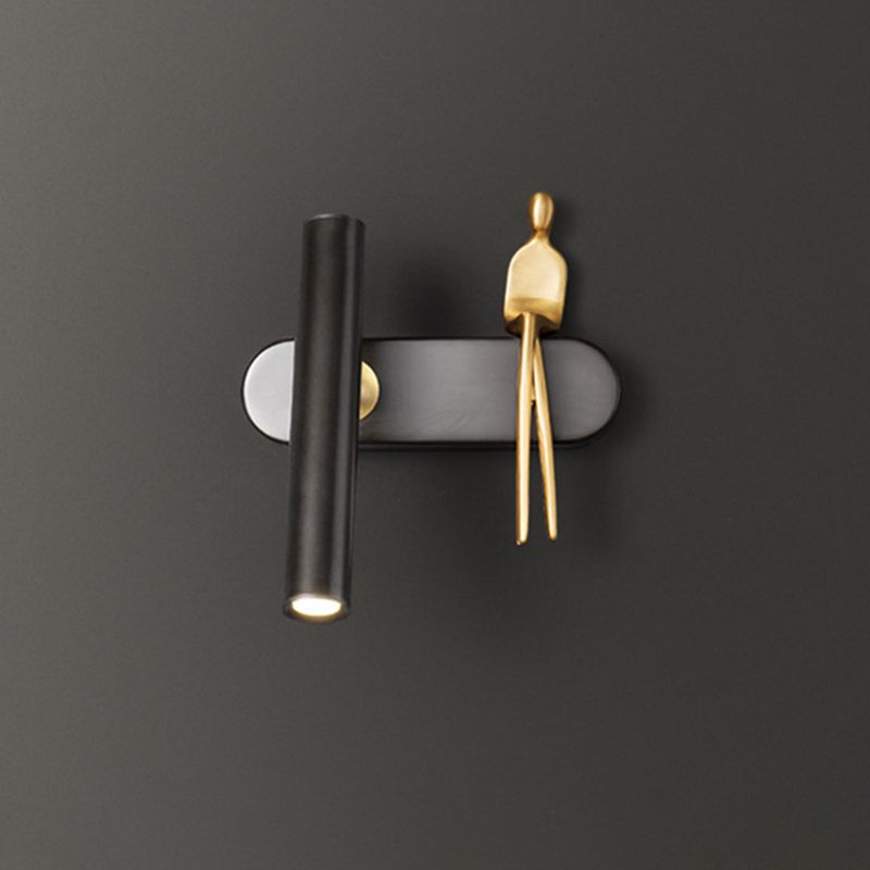1-Light Cylinder Wall Light Fixture Modern Metal Wall Sconce Light