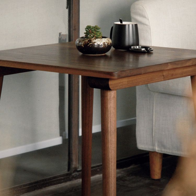 Square 4 Legs Industrial Table Wood Color Fixed Table of Solid Wood