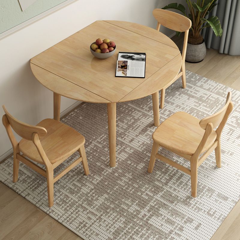 Round Home Kitchen Dinner Furniture Drop Leaf Rubberwood Solid Wood Dining Table