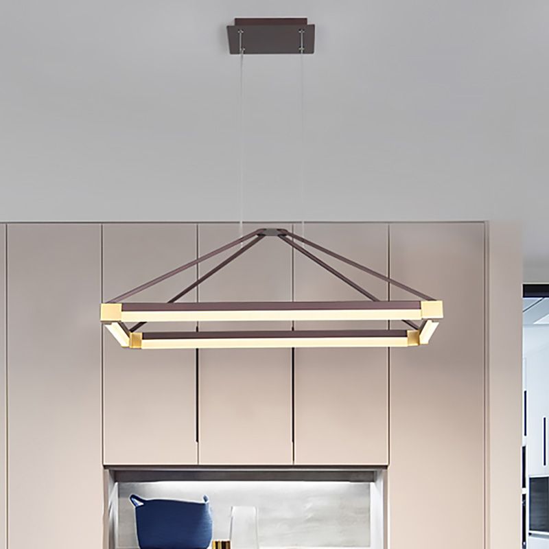 Weiß/kaffeepyramidenförmige Kronleuchter Moderne LED 23,5 "/31,5"/39 "Breite Metallendecke Anhänger-Pendel-Vorrichtung in Weiß/warmem Licht