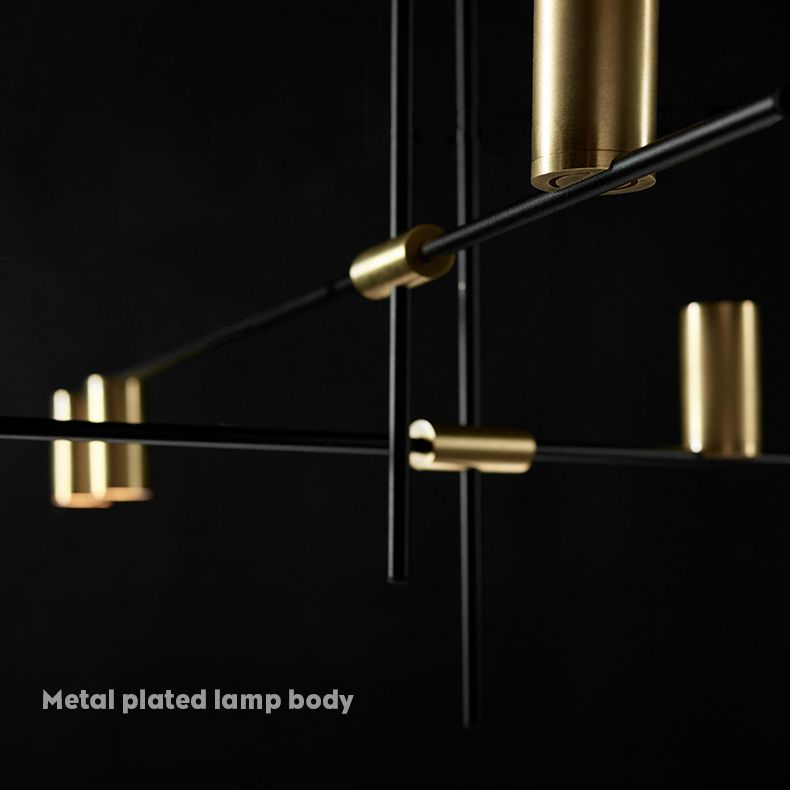 Accesorio de iluminación de la isla de la sala de comidas lámpara de lámpara moderna con sombra de metal lineal