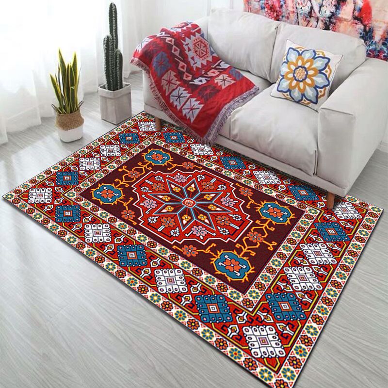 Boho Print Carpet Polyester Area Rug Stain Resistant Rug for Home Decoration