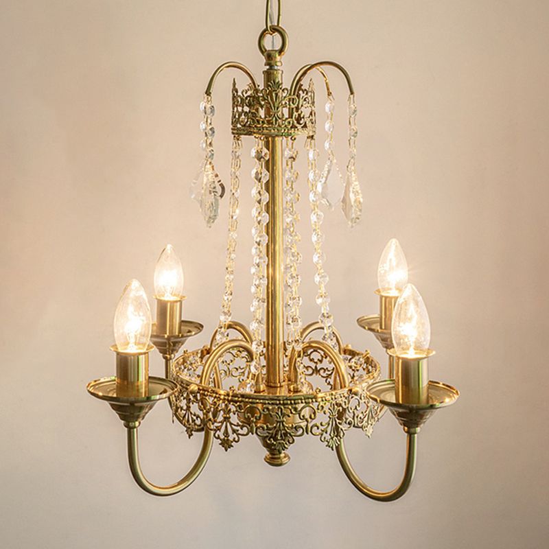 Luminaires de lustre aux bougies de style américain 5 lampes suspendues à 5 légers avec cristal