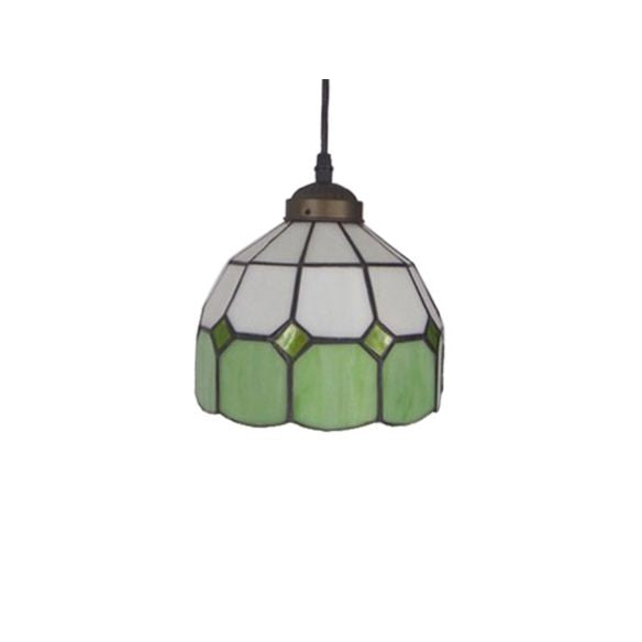 Single Head Dome Mini Pendant Tiffany Blue/Green Hand Rolled Art Glass Ceiling Light for Dining Room