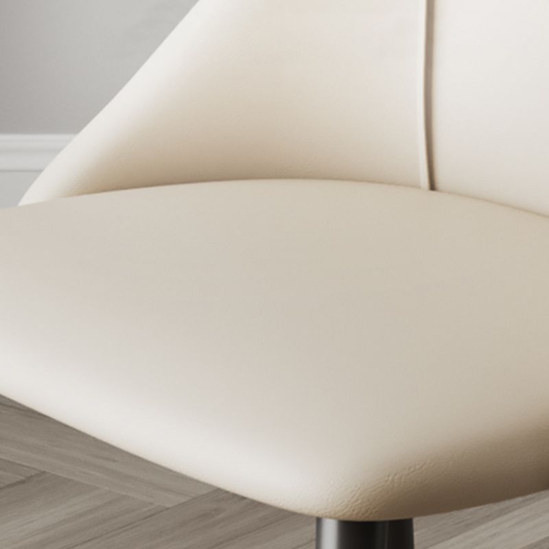 Glam Upholstered Dining Side Chair Faux Leather and Metal Dining Chair