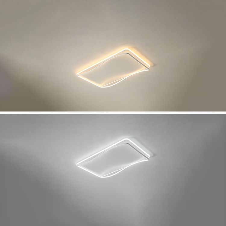 Plafonnier ombragé pour chambre à coucher, luminaire minimaliste à LED en métal, blanc